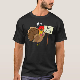Turkey Eat Pizza Adult Vegan Kids Funny Thanksgivi T-Shirt
