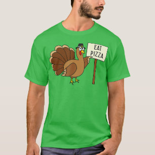 Turkey Eat Pizza Adult Vegan Kids Funny Thanksgivi T-Shirt