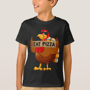 Turkey Eat Pizza Adult Vegan Kids Funny Thanksgivi T-Shirt