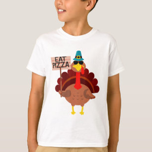 Turkey Eat Pizza Adult Vegan Kids Funny Thanksgivi T-Shirt