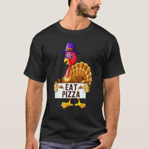 Turkey Eat Pizza Adult Vegan Kids Thanksgiving 9 T-Shirt