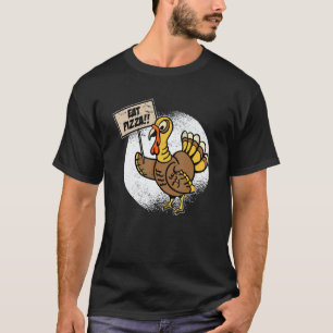 Turkey Eat Pizza Adult Vegan Kids Thanksgiving T-Shirt