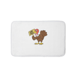 Turkey Eat Pizza Funny Thanksgiving Bath Mat