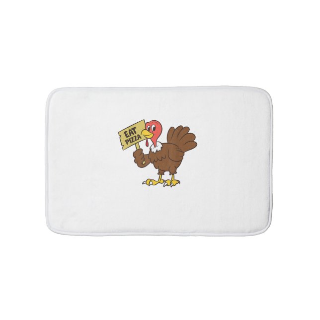 Turkey Eat Pizza Funny Thanksgiving  Bath Mat (Front)