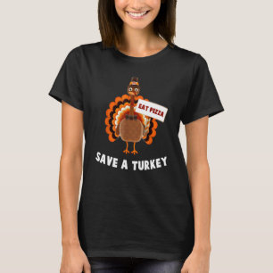 Turkey Eat Pizza Thanksgiving  Boys Girls Kids T-Shirt