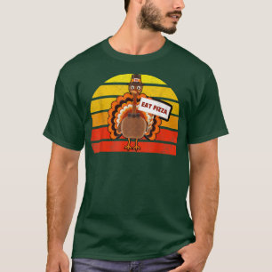 Turkey Eat Pizza Thanksgiving Kids Vintage Thanksg T-Shirt