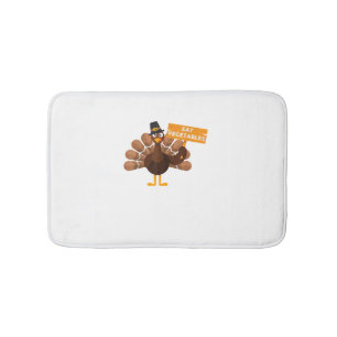 Turkey Eat Vegetables - Funny Vegan Thanksgiving Bath Mat