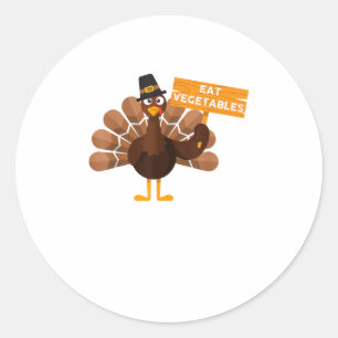 Turkey Eat Vegetables - Funny Vegan Thanksgiving Classic Round Sticker