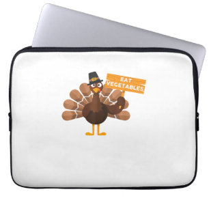 Turkey Eat Vegetables - Funny Vegan Thanksgiving  Laptop Sleeve