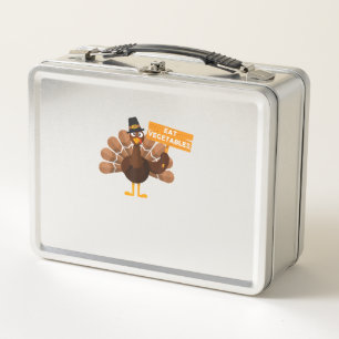 Turkey Eat Vegetables - Funny Vegan Thanksgiving Metal Lunch Box