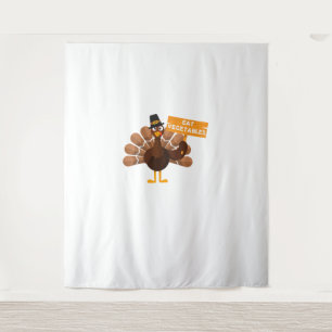 Turkey Eat Vegetables - Funny Vegan Thanksgiving Tapestry