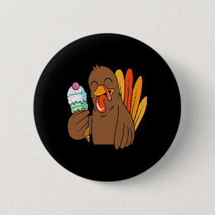 Turkey Eating Ice Cream Thanksgiving Day Funny Fal 2 Inch Round Button
