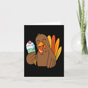 Turkey Eating Ice Cream Thanksgiving Day Funny Fal Card