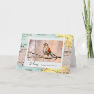 Turkey Emblem Redwing Greeting Birthday Card
