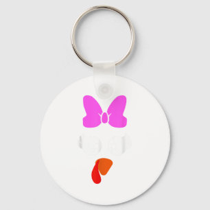 Turkey Face Bow Eyelashes Funny Halloween Thanksgi Keychain