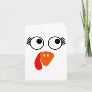 Turkey Face Eyelashes Halloween Thanksgiving Funny Card
