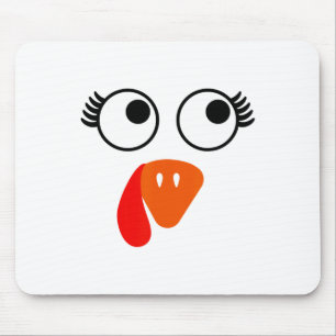 Turkey Face Eyelashes Halloween Thanksgiving Funny Mouse Pad