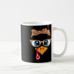 Turkey Face Eyelashes Leopard Gles Funny Thanksgiv Coffee Mug