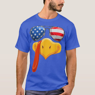 Turkey Face Flag Sunglasses Fun Thanksgiving Famil T-Shirt