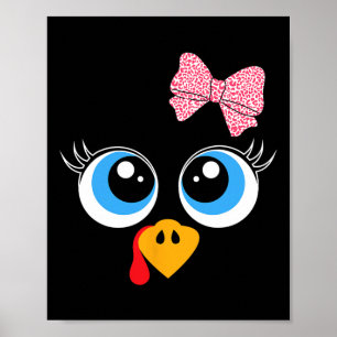 Turkey Face Girl Thanksgiving Costume Kids Toddler Poster
