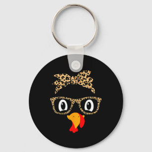 Turkey Face Gles Leopard Headnd Thanksgiving Women Keychain