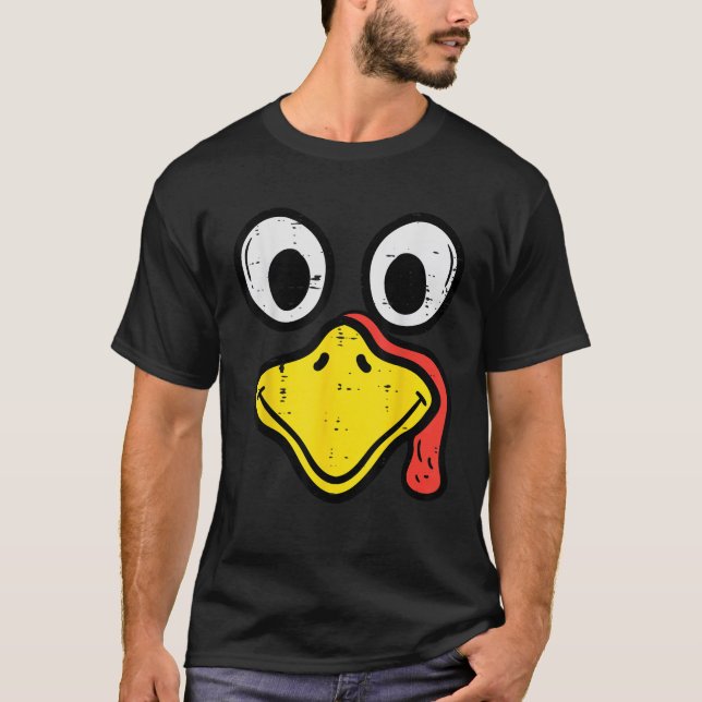 Turkey Face Happy Thanksgiving Men Women Boys Girl T-Shirt (Front)