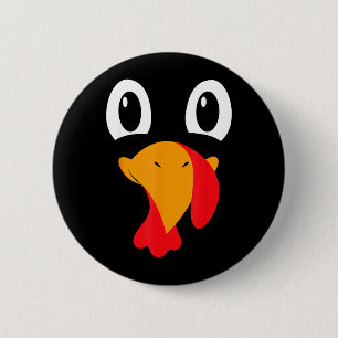 Turkey Face Kids Funny Halloween Thanksgiving 2 Inch Round Button