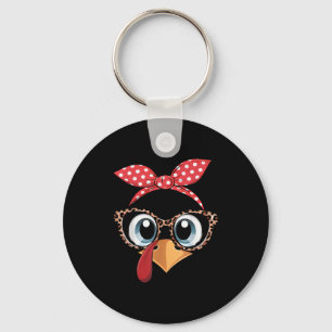 Turkey Face Leopard Headband Thanksgiving Pilgrim  Keychain