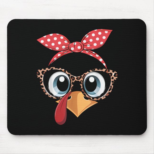 Turkey Face Leopard Headband Thanksgiving Pilgrim  Mouse Pad (Front)