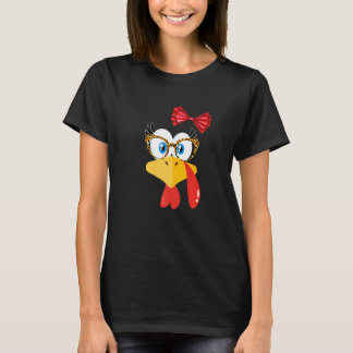 Turkey Face Leopard Print Glasses Women Thanksgivi T-Shirt