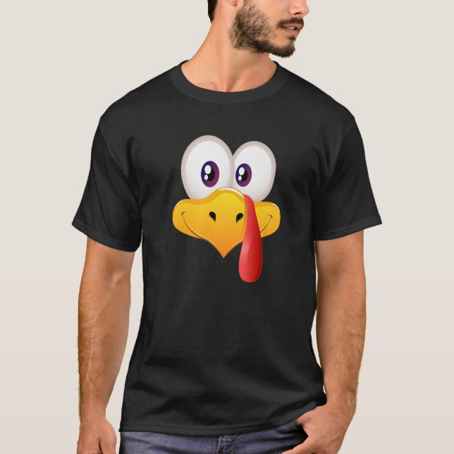 Turkey Face Pilgrim Thanksgiving Costume Happy Hal T-Shirt (Front)