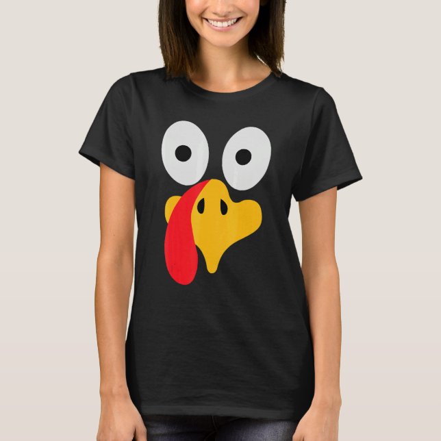 Turkey Face Pilgrim  Thanksgiving Costume T-Shirt (Front)