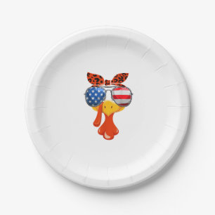 Turkey Face Thanksgiving Women Girls Flag Sunglass Paper Plate