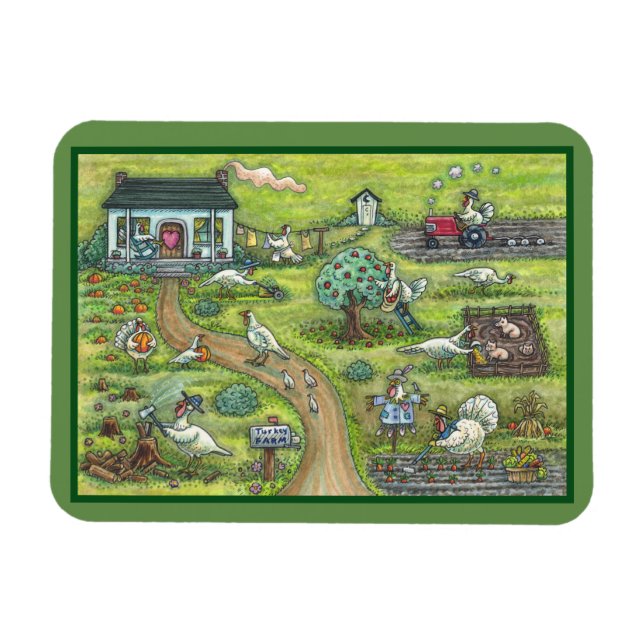 TURKEY FARM Gobble Gobble THANKSGIVING MAGNET (Horizontal)