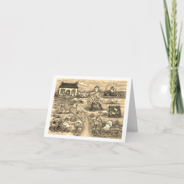 TURKEY FARM, HUMOROUS COUNTRY THANKSGIVING Blank  Card (Front)