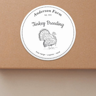 Turkey Farm Label White Sticker