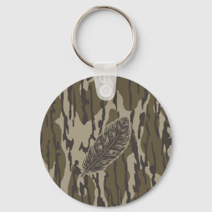 Turkey Feather Bottom Lands Camo Forest Keychain