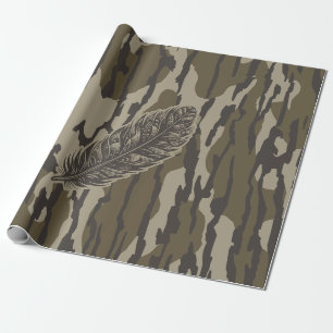 Turkey Feather Bottom Lands Camo Forest Wrapping Paper