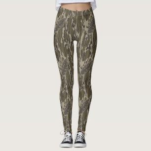 Turkey Feather Bottomland Camo Forest Camouflage Leggings