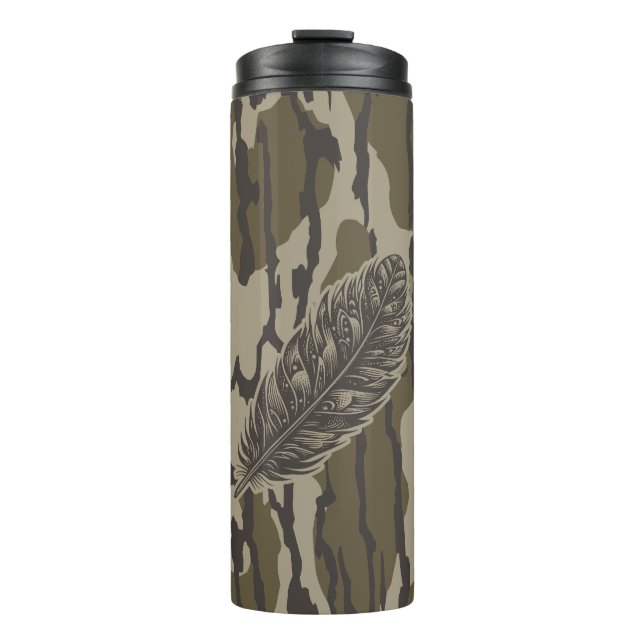 Turkey Feather Bottomland Camo Forest Camouflage Thermal Tumbler (Front)