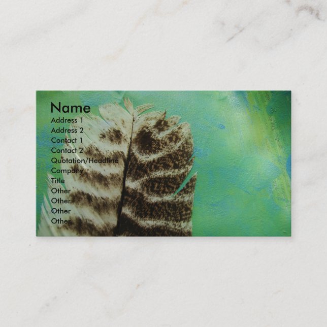 Turkey Feather Mixed Media Business Card (Front)