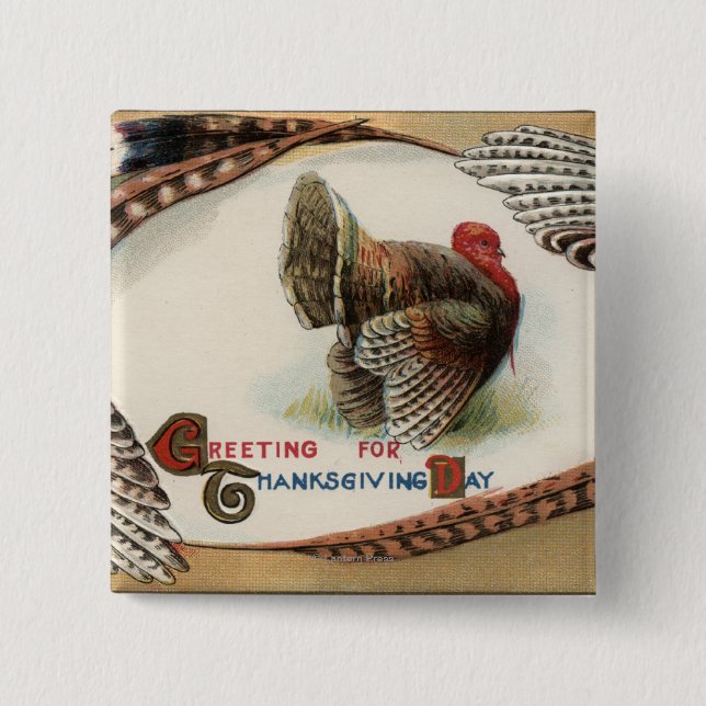 Turkey Feathers 2 Inch Square Button (Front)