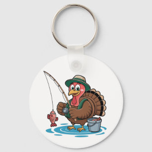 Turkey Fishing Thanksgiving Turkey Fisherman Keychain