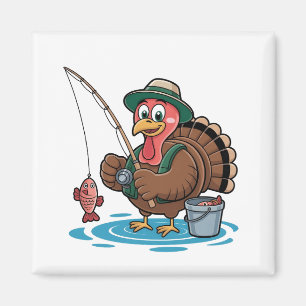 Turkey Fishing Thanksgiving Turkey Fisherman Magnet