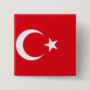 Turkey flag 2 inch square button
