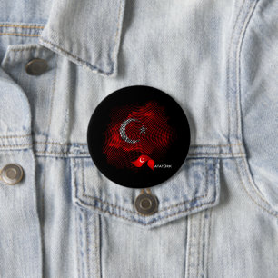 Turkey flag 3 inch round button