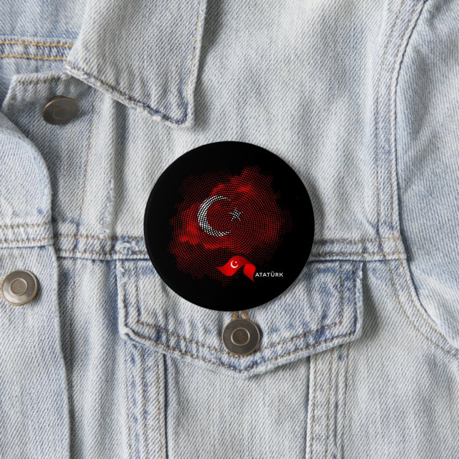 Turkey flag 3 inch round button (In Situ)