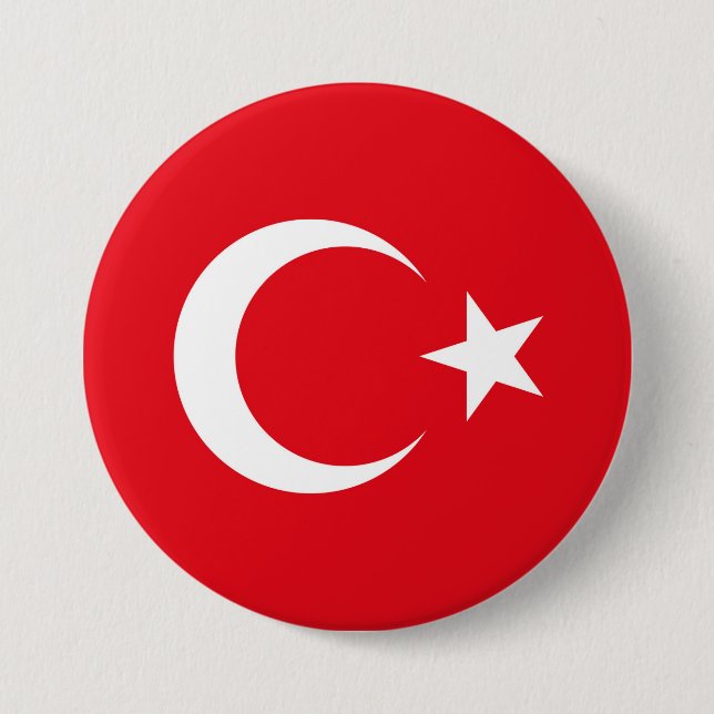 Turkey Flag 3 Inch Round Button (Front)