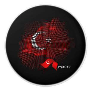 Turkey flag ceramic knob