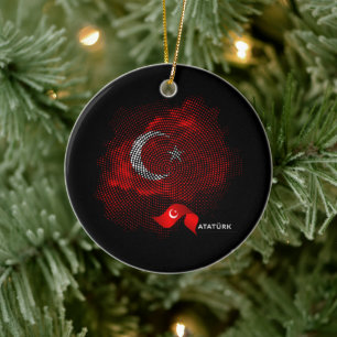 Turkey flag ceramic ornament